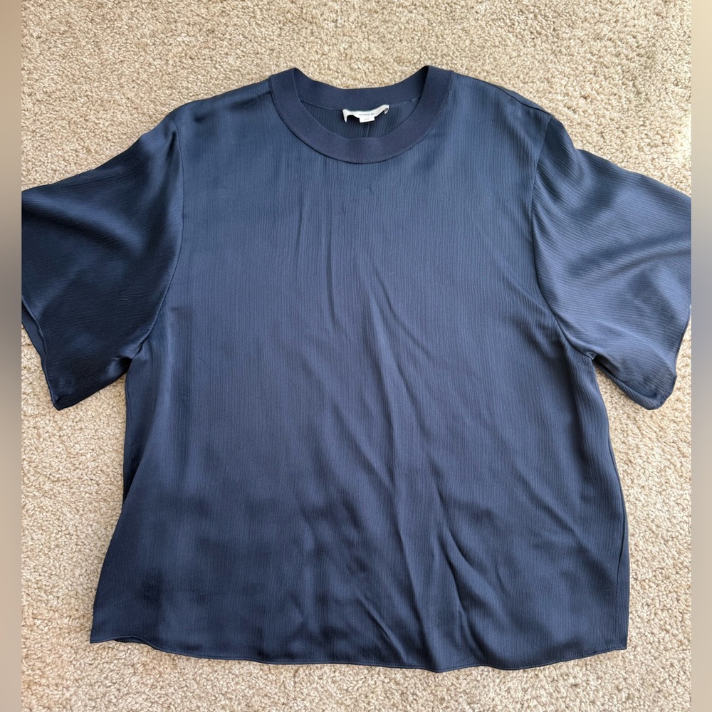 NEW Vince Navy Blue Silk Top Size M (Women’s)